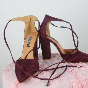 Fashion, women, 38 eur or 8 usa, burgandy, heels with straps